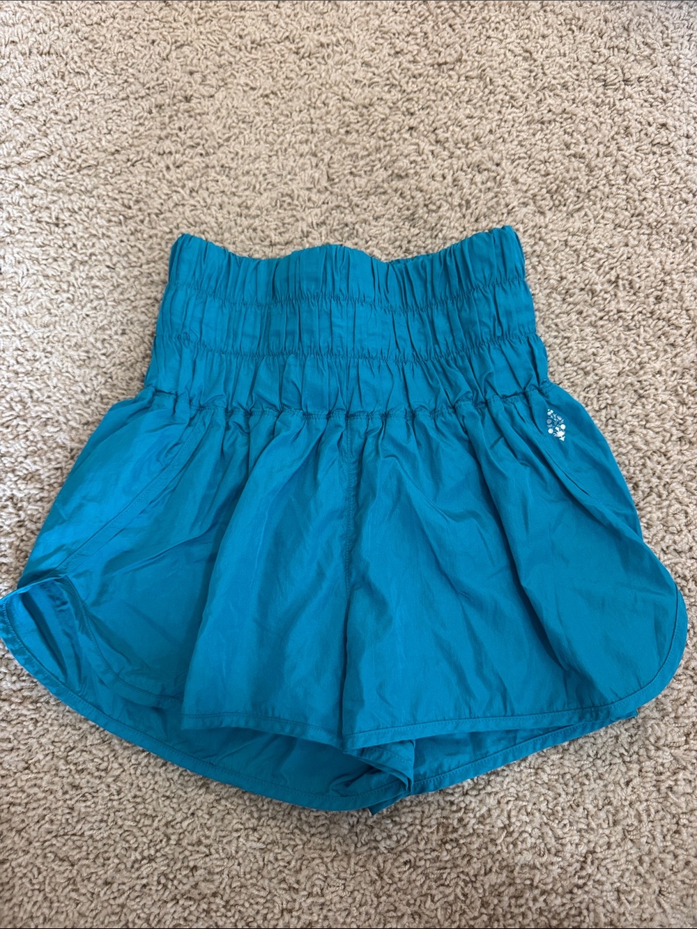Teal High-Waist Smocked Women’s Shorts